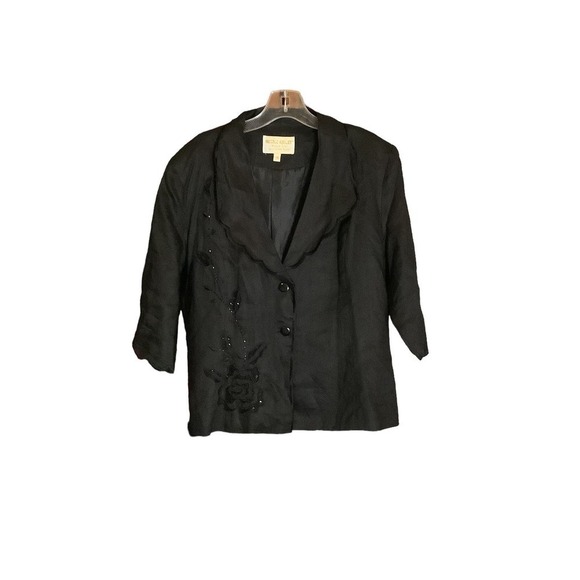 Vintage Nicole Ashley by Lily and Taylor Linen Embellished 3/4 Sleeve Jacket 18 - Picture 1 of 8